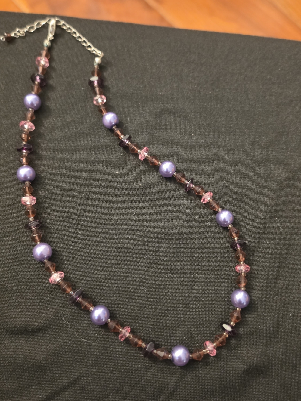 Delicate Purple Pearl & Pink Crystal Bead Necklace - Women Jewelry